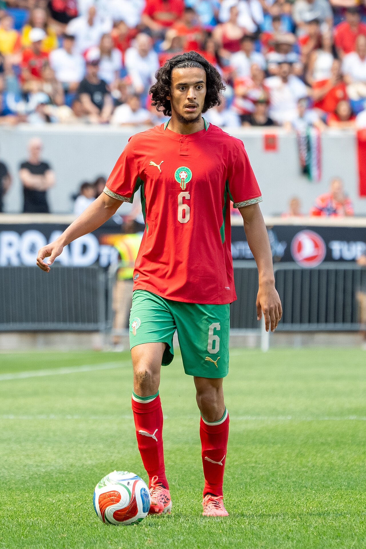 Ayyoub Bouaddi im Trikot der marokkanischen Nationalmannschaft beim Testspiel gegen Norwegen am 7. Juni 2026