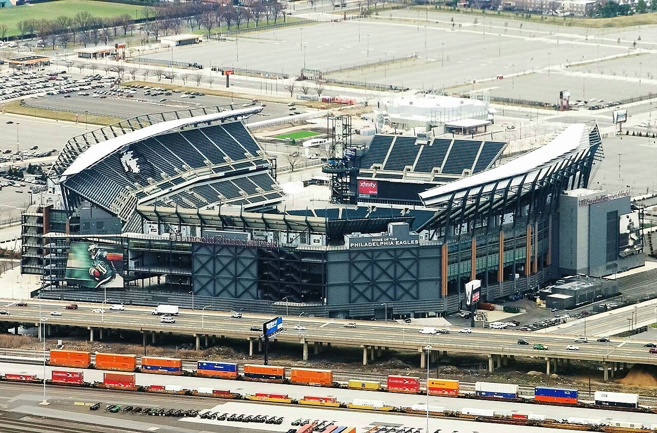 Lincoln Financial Field in Philadelphia aus der Luft - hier spielt Brasilien gegen Haiti.