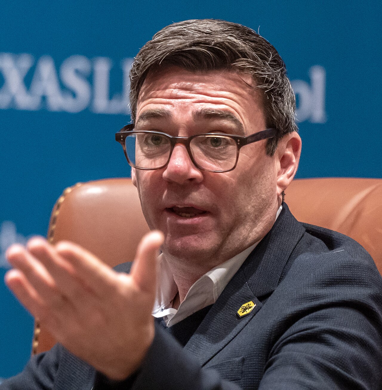Andy Burnham, Bürgermeister von Greater Manchester, bei einem Auftritt am LBJ Urban Lab in Austin, Texas, im März 2025