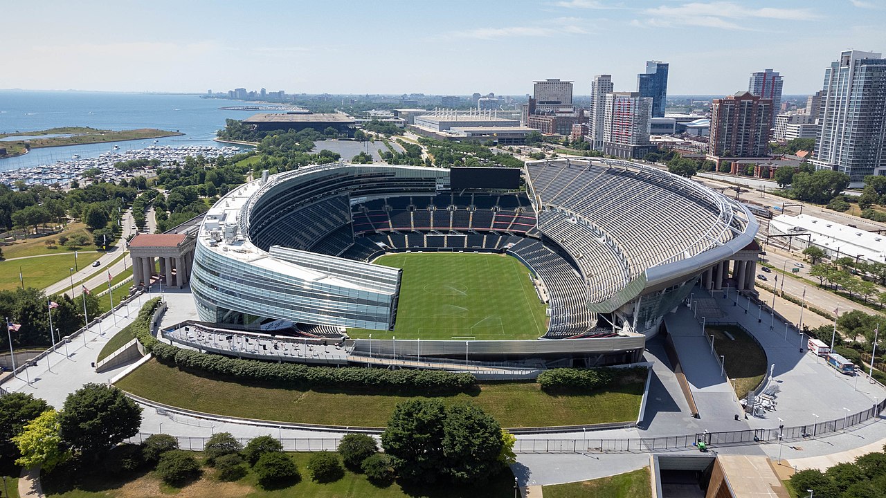 Luftaufnahme des Soldier Field in Chicago, wo der DFB am Samstag gegen die USA testet