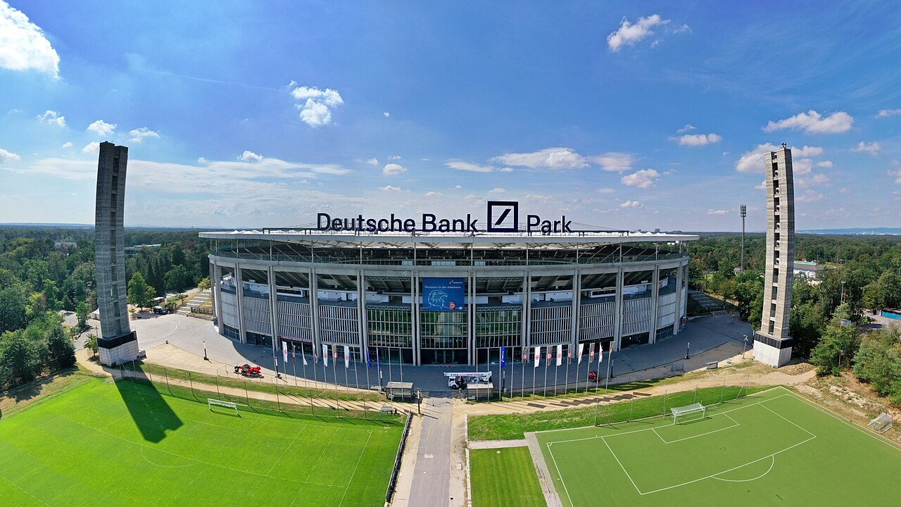 Luftaufnahme des Deutsche Bank Park in Frankfurt am Main