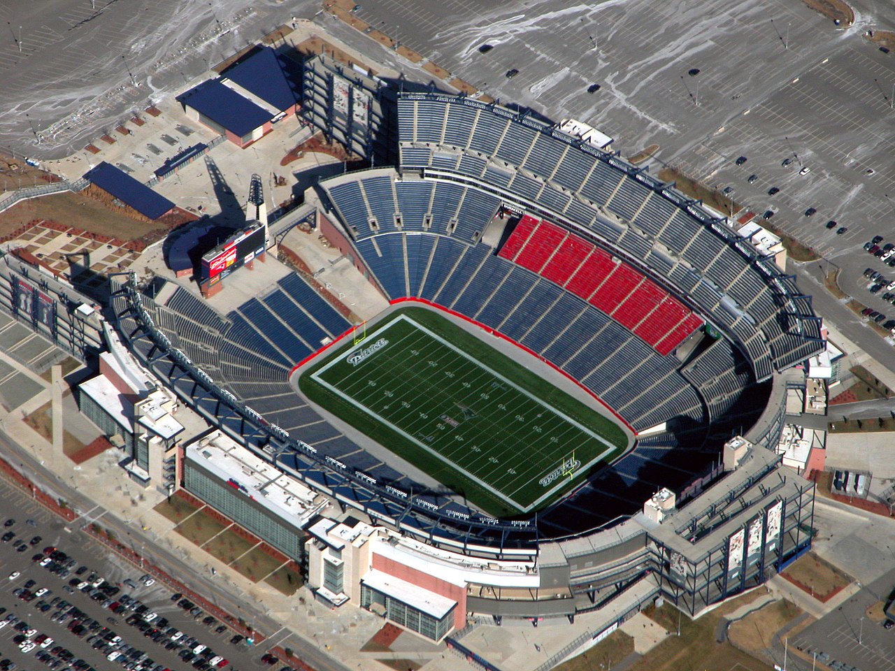 Luftaufnahme des Gillette Stadium in Foxborough, Massachusetts, Spielort der WM-Partie Schottland gegen Haiti.