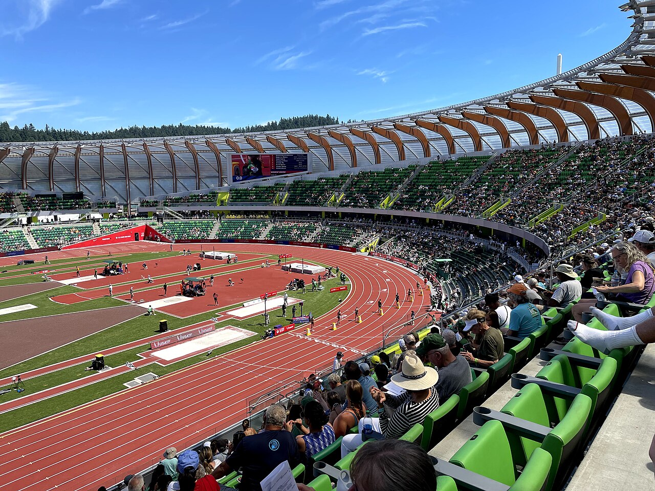Das Hayward Field der University of Oregon in Eugene, Austragungsort der U20-Leichtathletik-Weltmeisterschaften 2026.