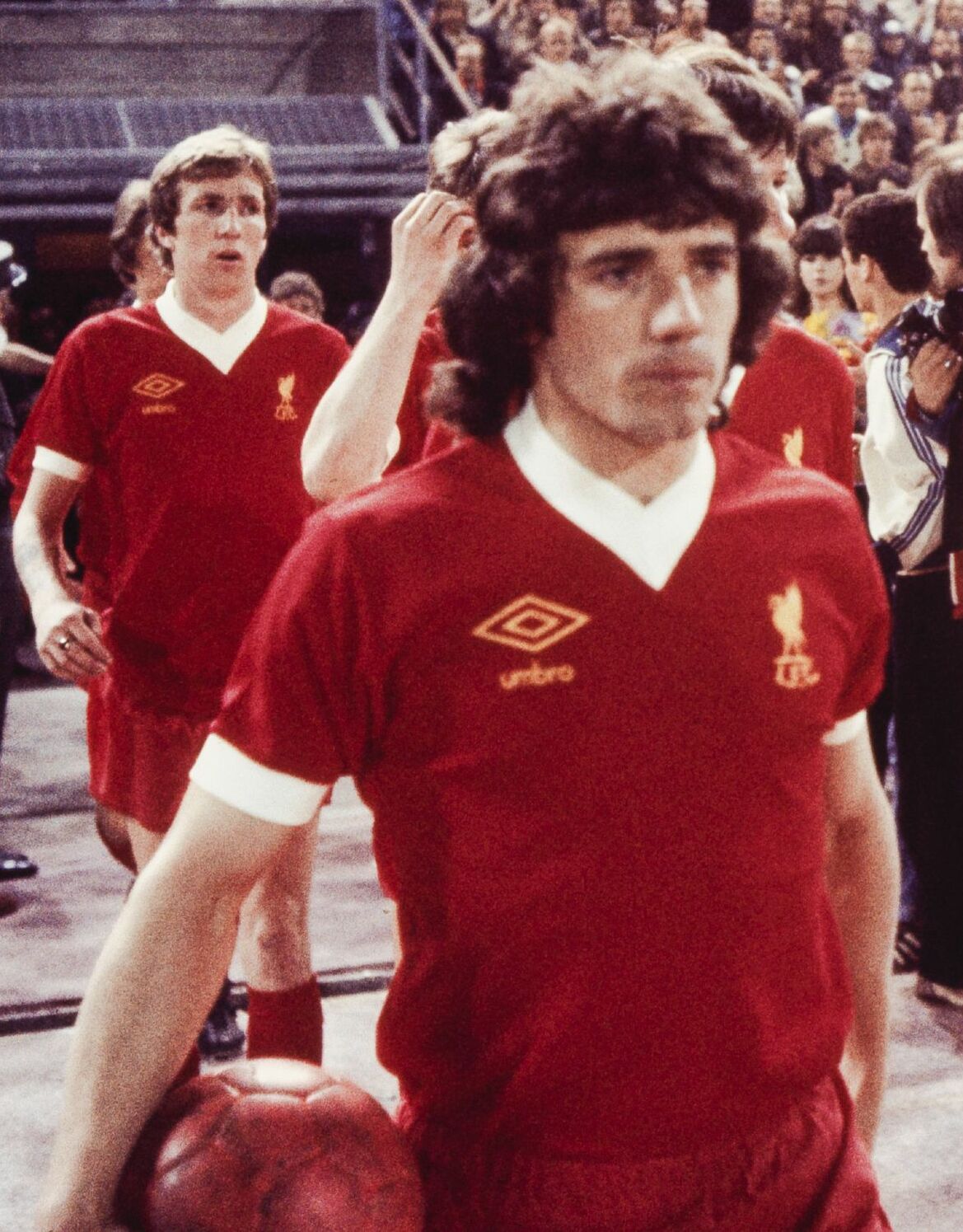 Kevin Keegan im Trikot des FC Liverpool beim Spiel gegen den FC Zürich am 6. April 1977, wenige Monate vor seinem Wechsel zum Hamburger SV.