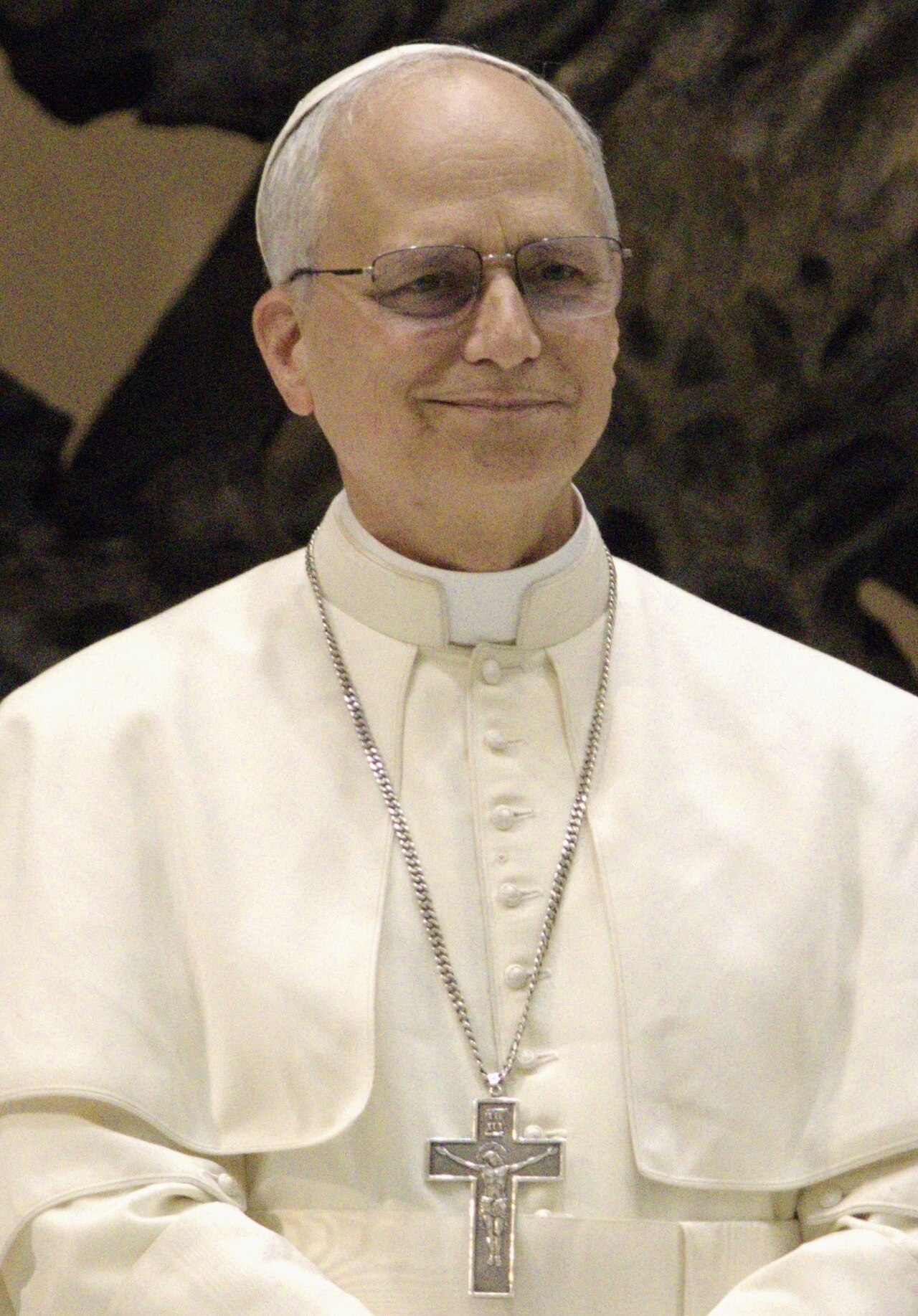 Papst Leo XIV. bei einer Audienz mit Medienvertretern im Vatikan, Mai 2025