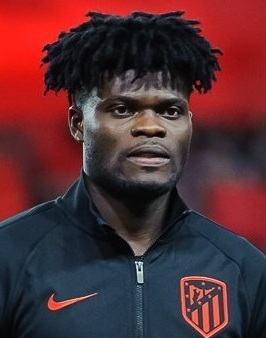 Thomas Partey im Trikot von Atlético Madrid vor dem Spiel gegen Lokomotive Moskau im Oktober 2019.