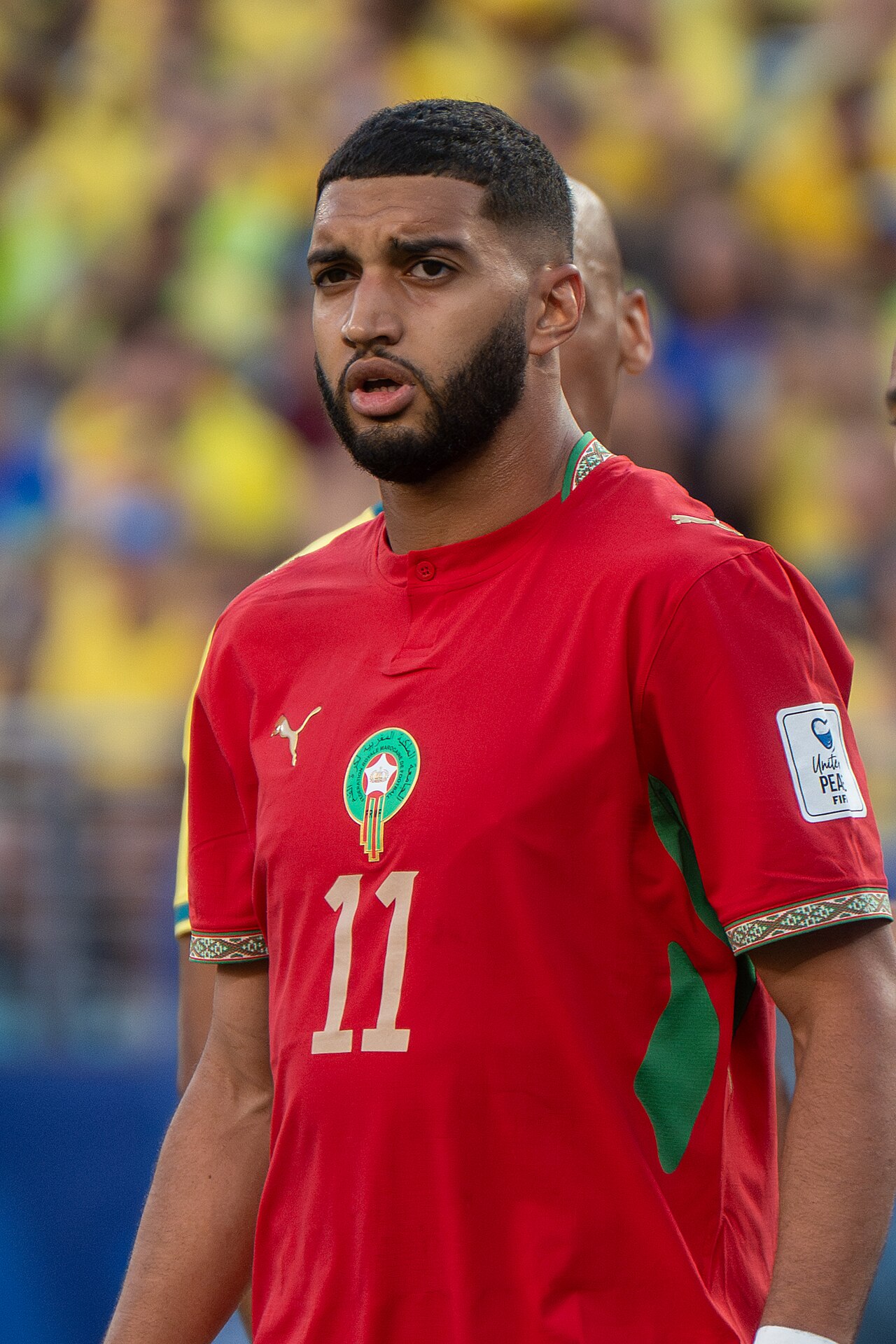 Ismael Saibari im marokkanischen Trikot beim WM-Gruppenspiel Brasilien - Marokko am 13. Juni 2026 im NY/NJ Stadium in East Rutherford.