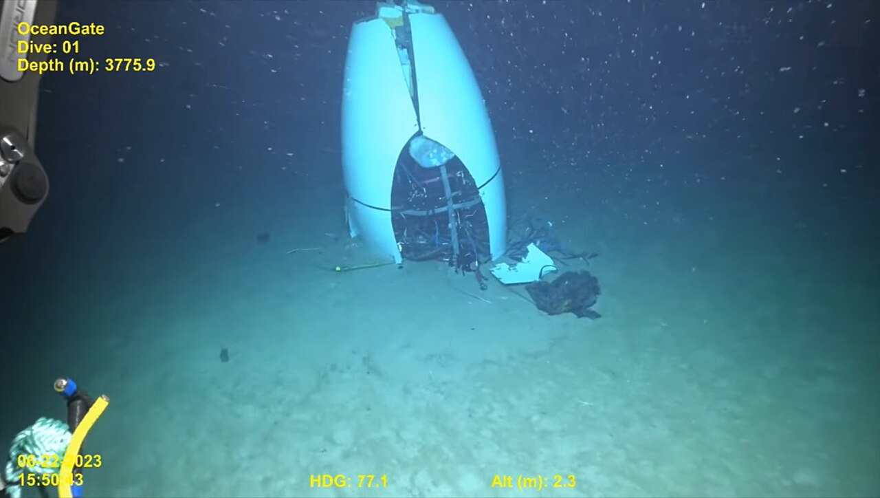 Heckkonus der Titan auf dem Meeresgrund, aufgenommen vom Tauchroboter der US-Küstenwache am 22. Juni 2023.
