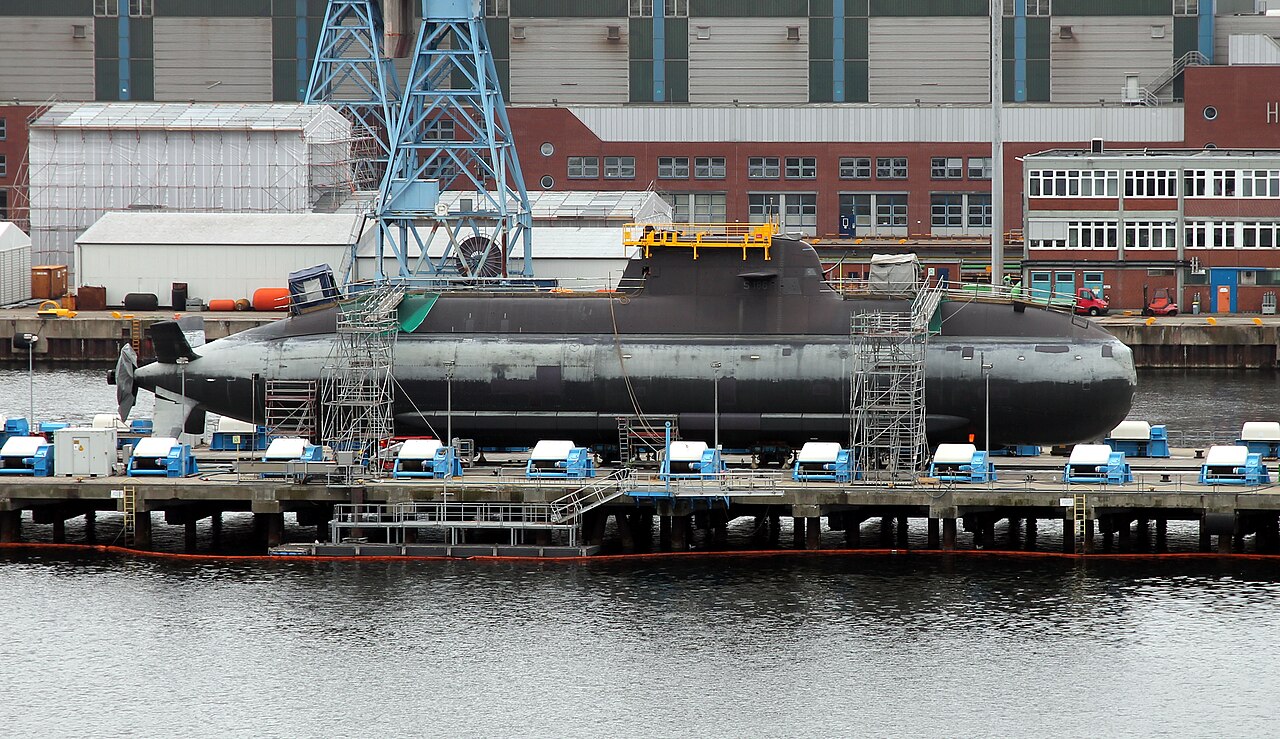 U-Boot U-36 der Klasse 212A an der TKMS-Werft in Kiel, September 2018.