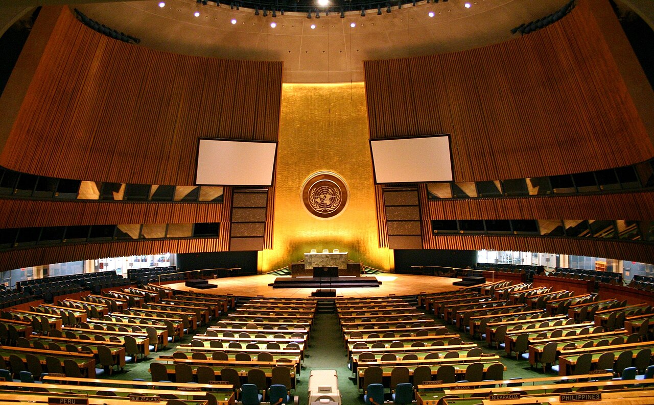 Saal der UN-Generalversammlung im Hauptquartier der Vereinten Nationen in New York.