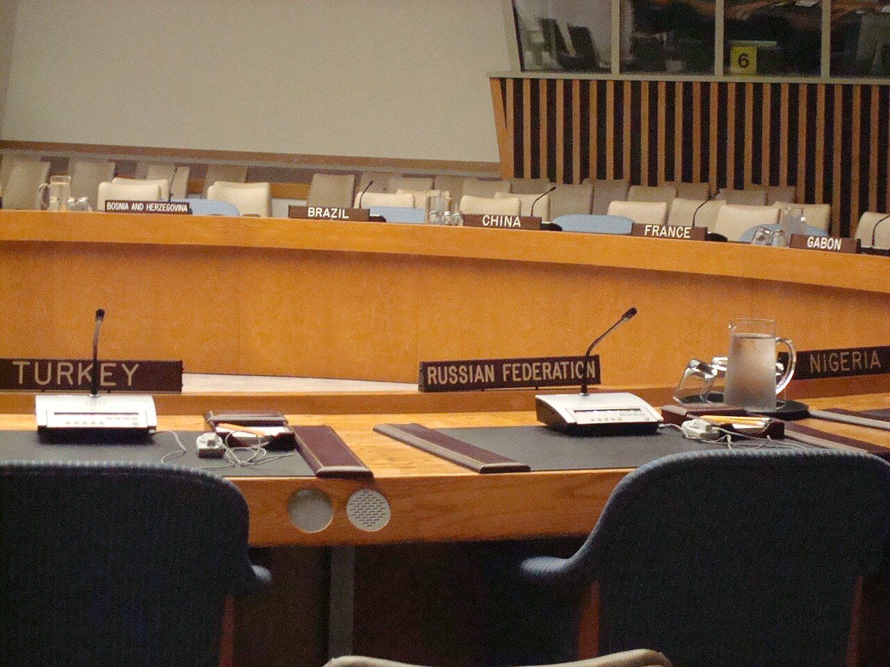 Blick in den Sitzungssaal des UN-Sicherheitsrats im Hauptquartier der Vereinten Nationen in New York.