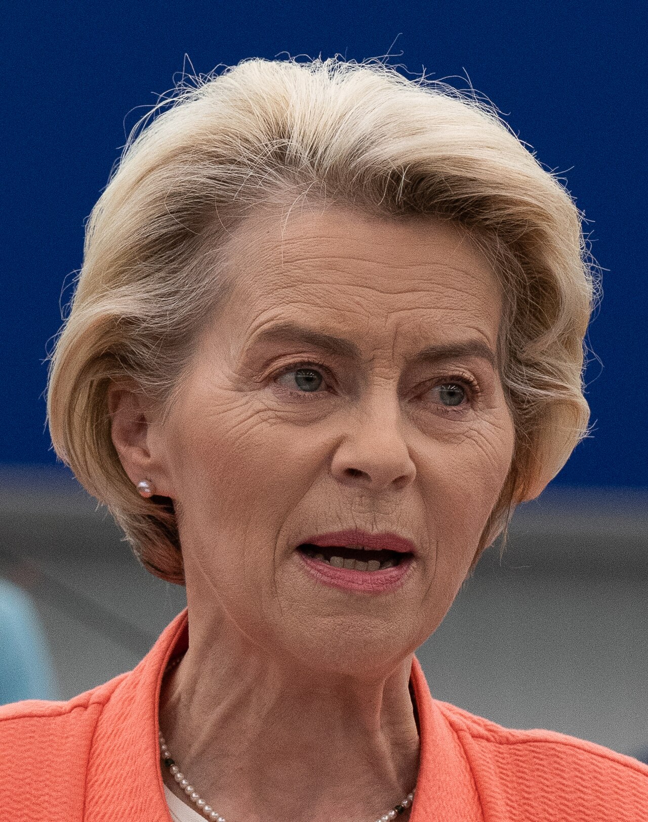Ursula von der Leyen bei einer Rede zur Lage der Europäischen Union im Plenarsaal des Europäischen Parlaments in Straßburg.